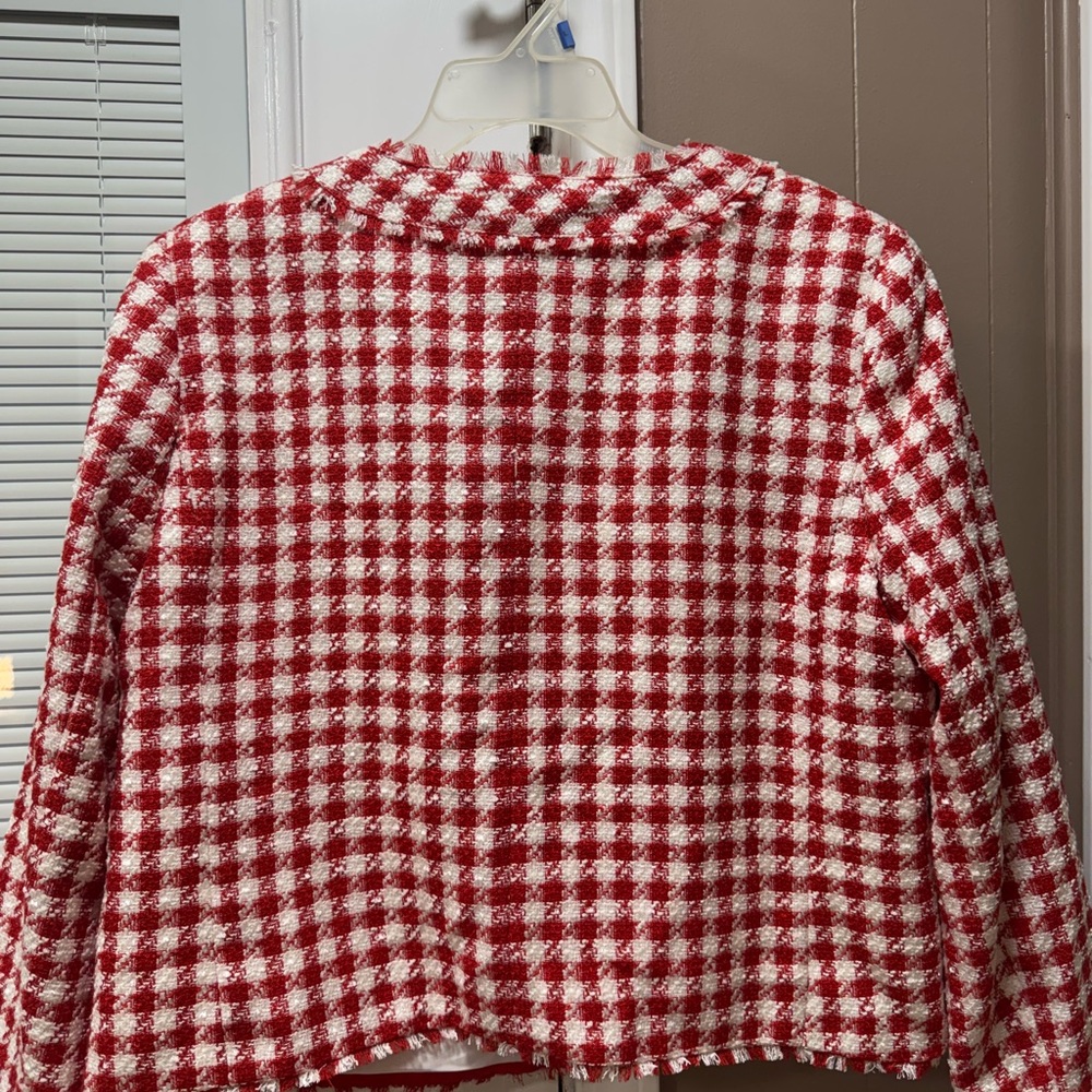 Ann Taylor Red and White Plaid Women's Blazer